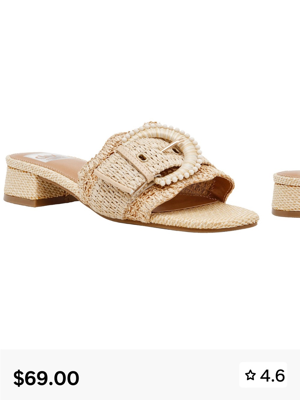 Dolce Vita Natural Woven Beaded Buckle Mules